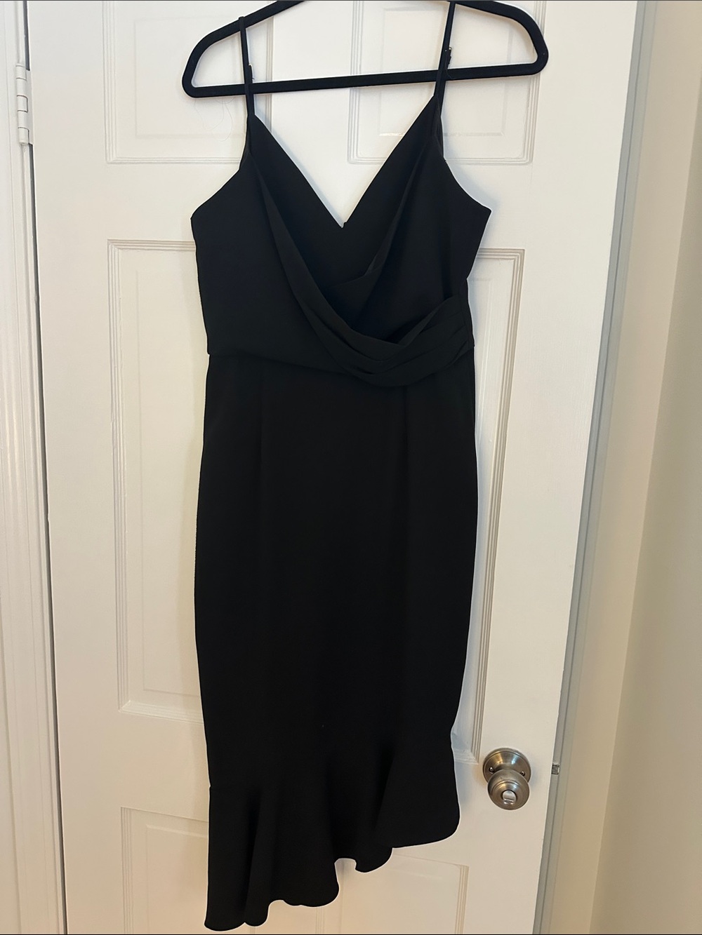 Gianni Bini Black Draped V-Neck Spaghetti-Strap Midi Dress